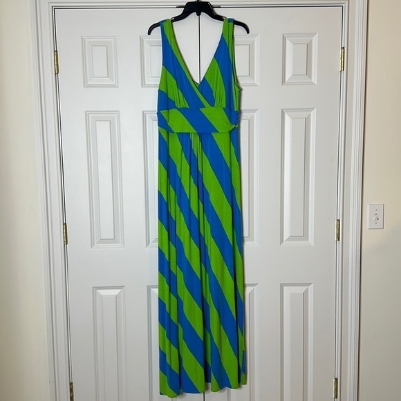 Lilly Pulitzer Sloane Maxi Flutter Blue Always a Party Stripe Dress SzXL - Picture 1 of 5